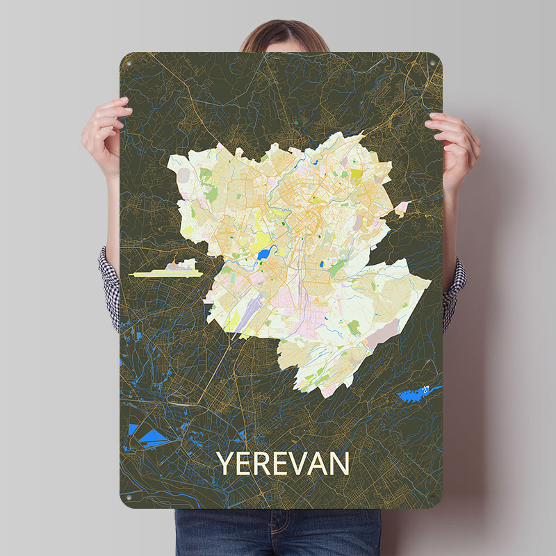 Custom Map Poster - Yerevan City Map Tinplate Poster Custom