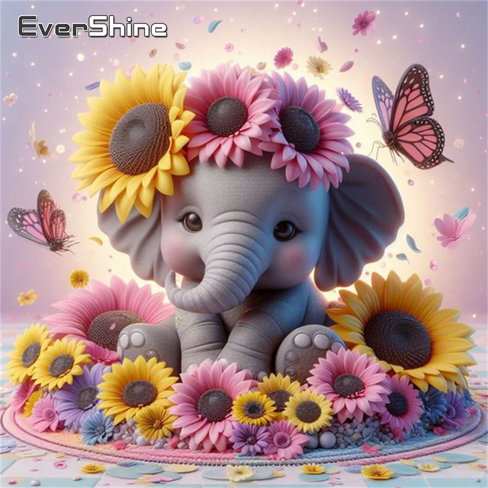 Photo Mosaic Print - Evershine Elephant Diamond Painting Animal Cross