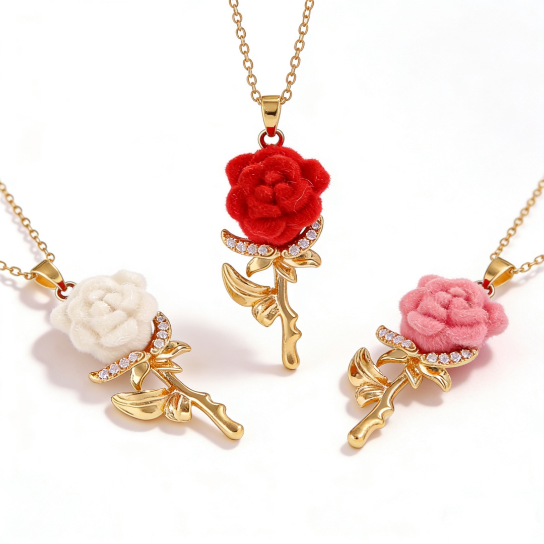 Women's Rose Necklace with Fre - Birth Flower Necklace ulasan dan harga
