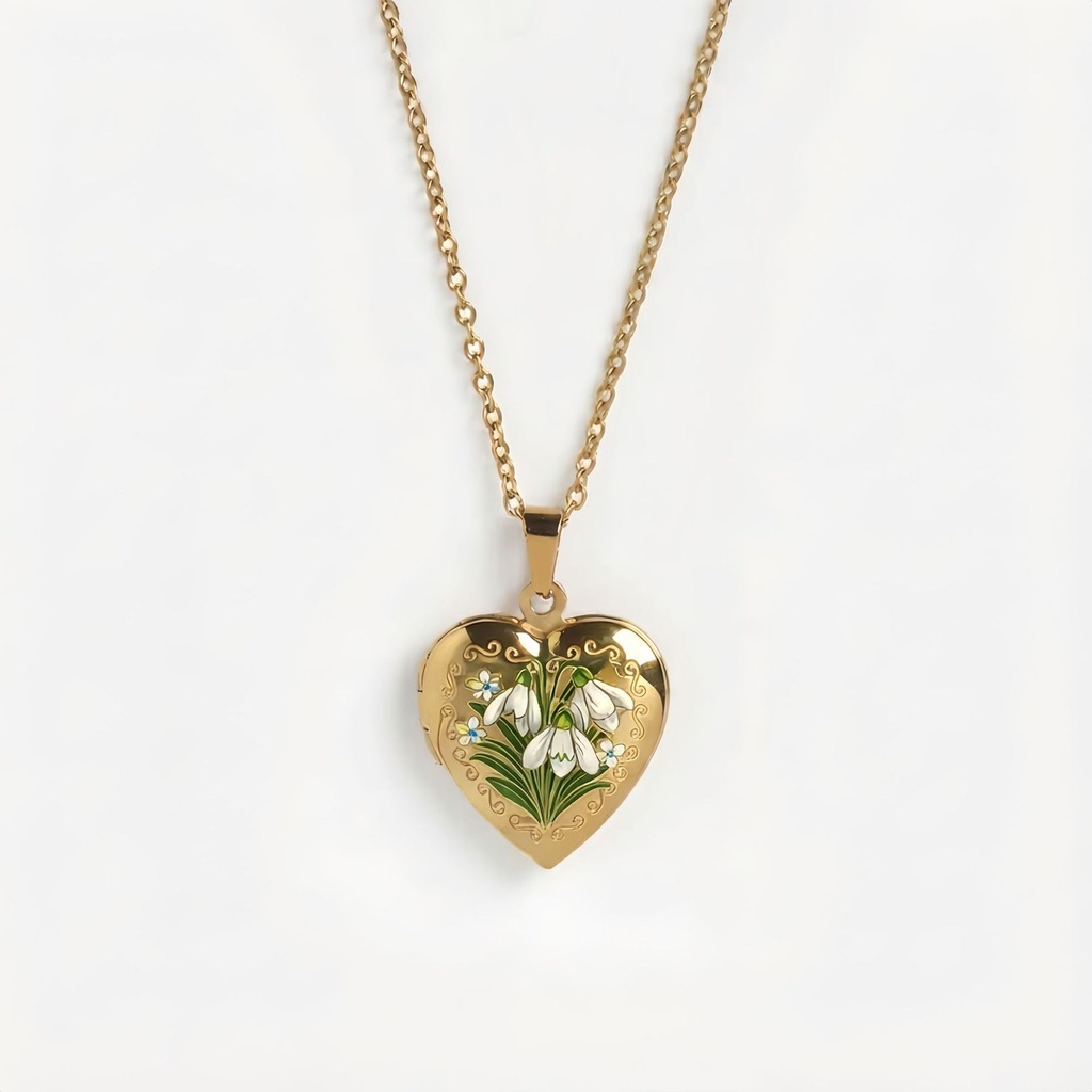 Heart Pendant Necklace Delicat - Birth Flower Necklace ulasan dan harga