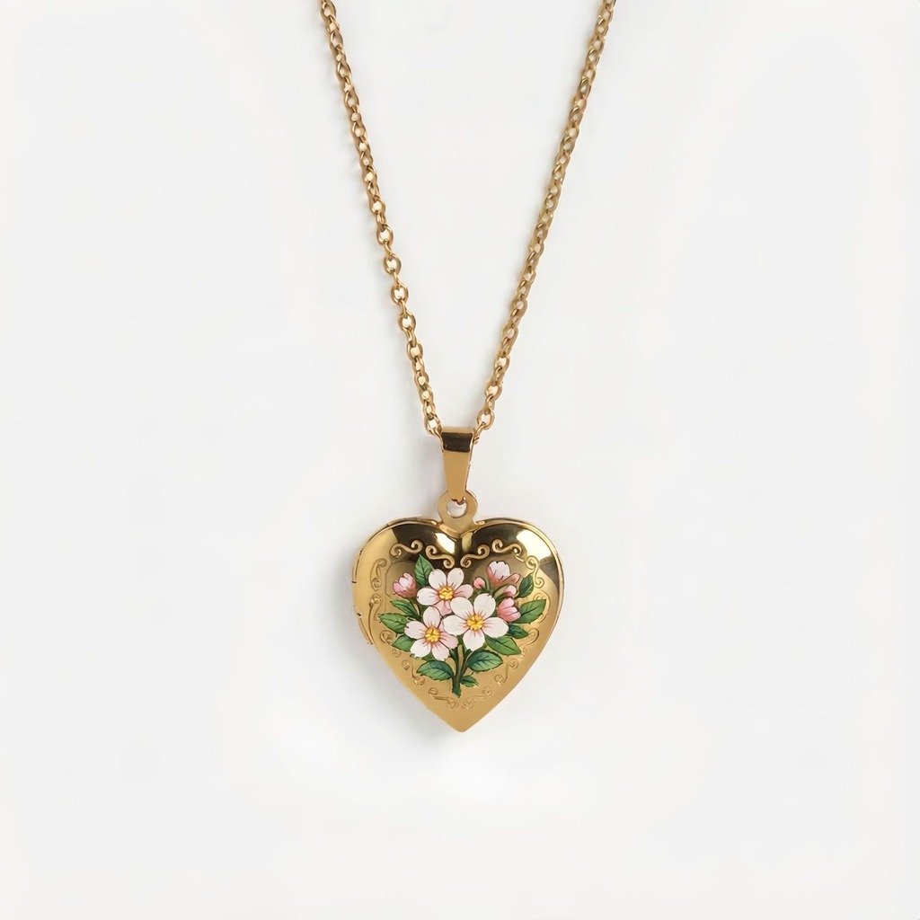 Heart Pendant Necklace Delicat - Birth Flower Necklace ulasan dan harga