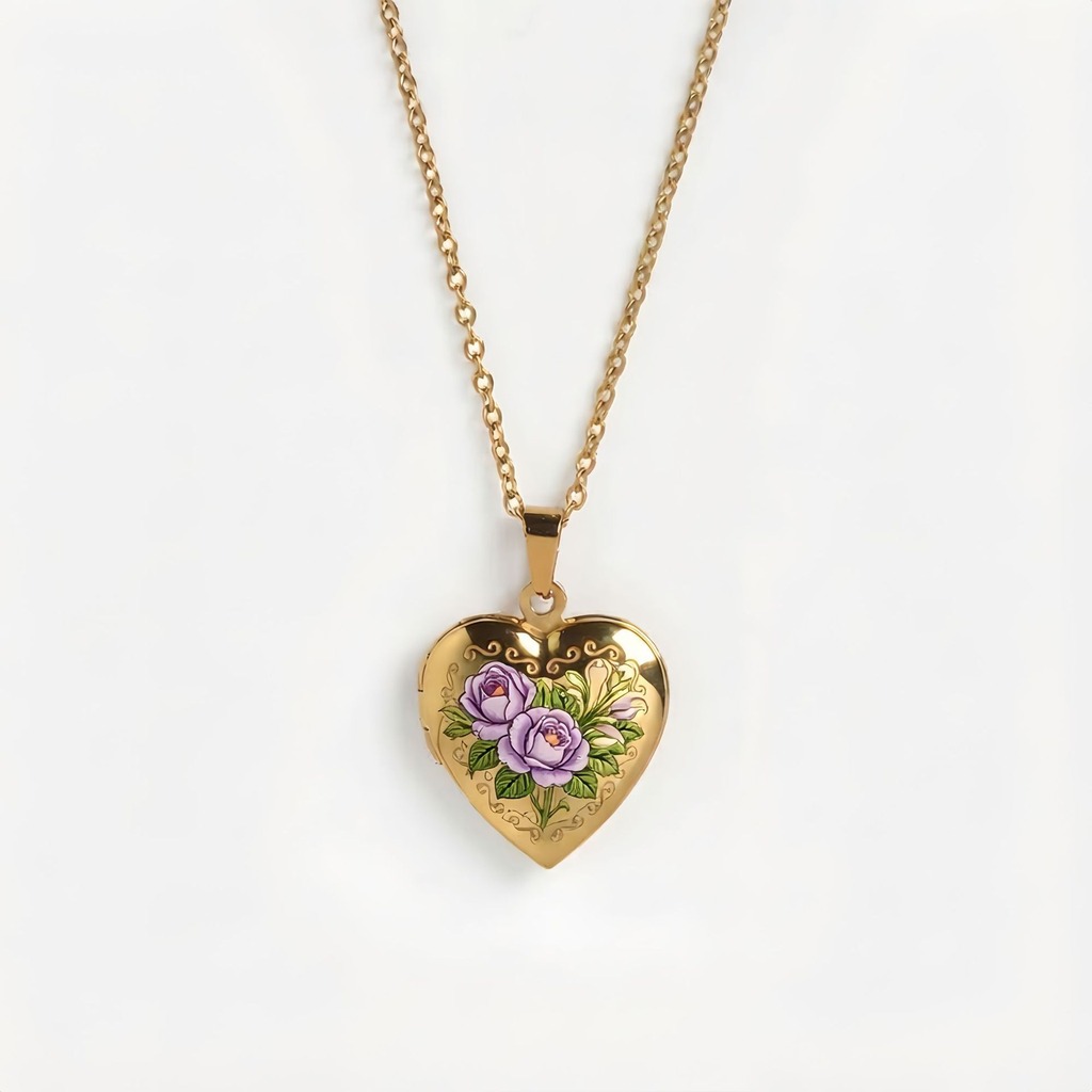 Heart Pendant Necklace Delicat - Birth Flower Necklace ulasan dan harga