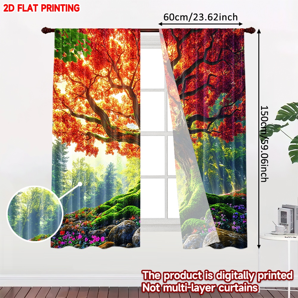 2D flat printing 2pcs Curtain  - Family Tree Print ulasan dan harga